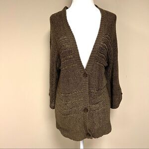 Preswick & Moore brown cardigan with button sleeves M